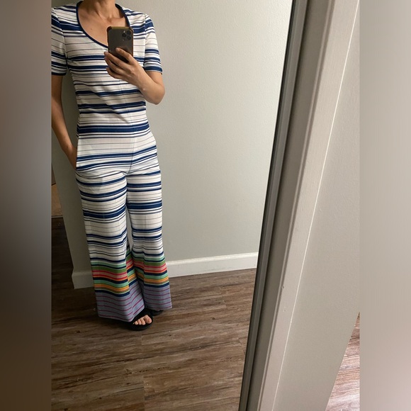 Vintage 70s Striped Jumpsuit with Multicolor Pattern - Picture 8 of 8